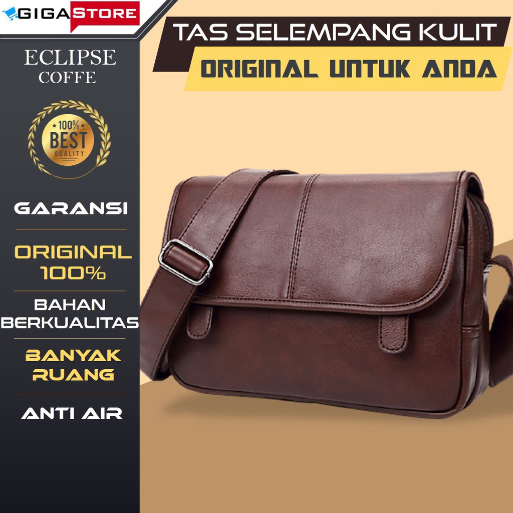 Tas Selempang Pria Kulit Eclipse Slempang Sling Waist Bag Pinggang Bahu Import Branded Pria Cowok