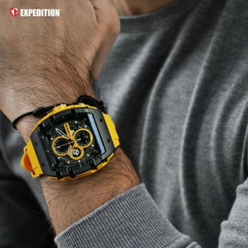 SPECIAL PROMO Jam Tangan Pria Expedition EXP E 6782 MCR E6782 6782M 6782MCR Black Chrono Yellow Yell