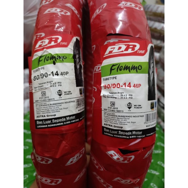 Paket ban luar FDR flemmo 80/90-14 90/90-14 tubetype