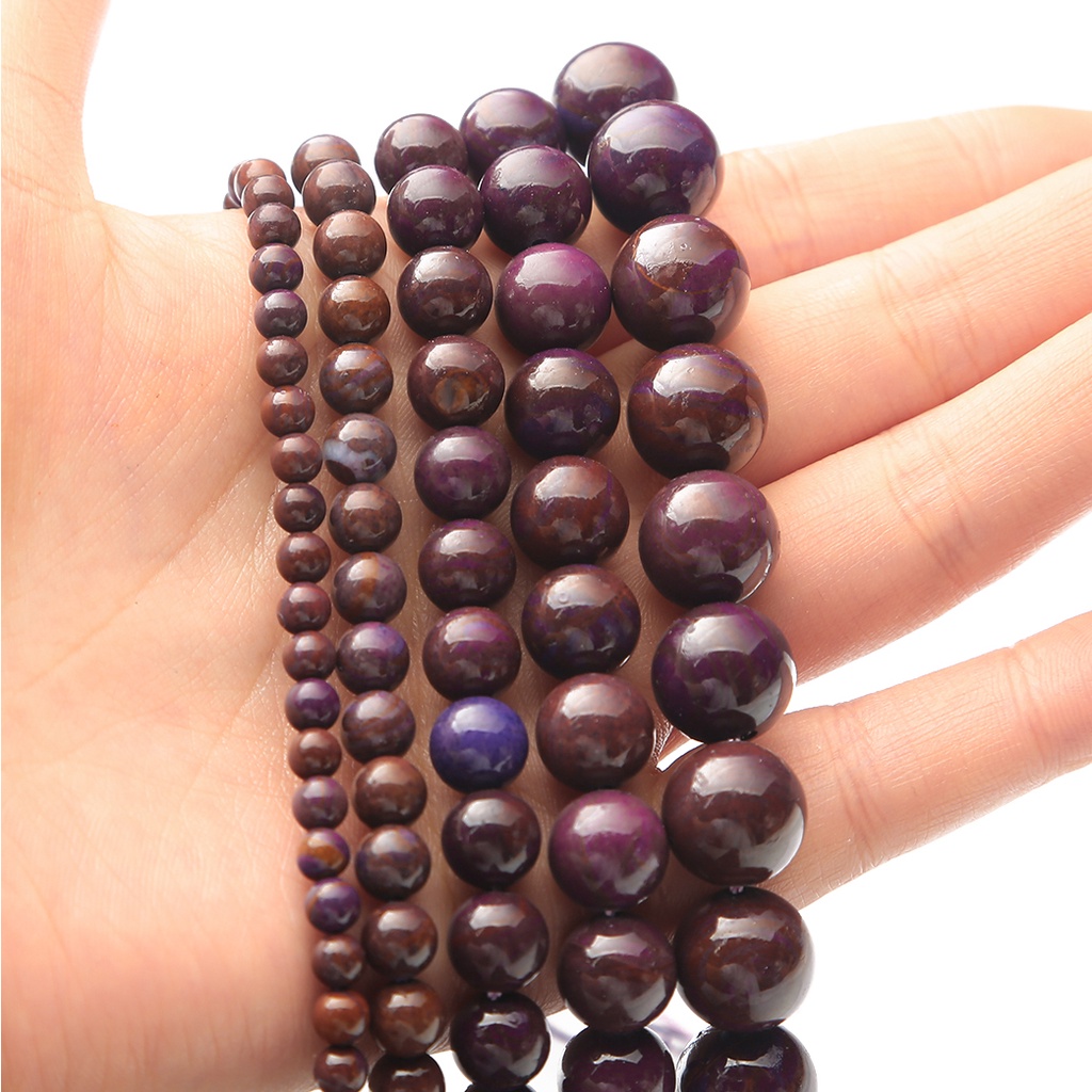 32-89 pcs Warna Aditif Alami Zijin Stone Beads, Diameter 4/6/8/10/12mm, Diameter lubang sekitar 1mm, untuk Membuat Perhiasan DIY