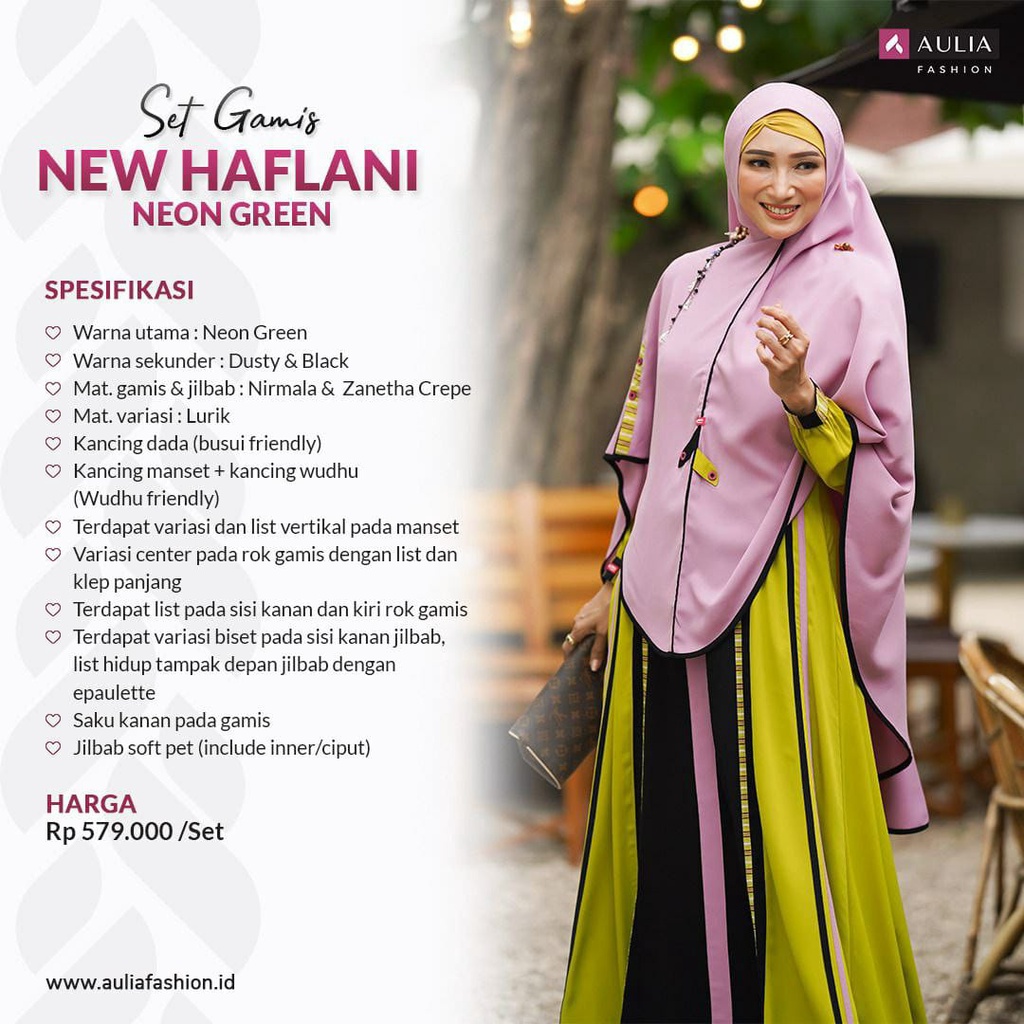 GAMIS AULIA FASHION NEW HAFLANI NEON GREEN [BISA COD]