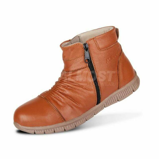 Sepatu Boots Casual Formal Kerja Pria Almost Low Boot Zipper Kulit Sapi Asli