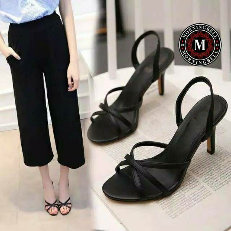 morningbell - sepatu wanita heels slingback / sepatu peep toes M018