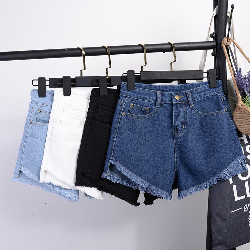  Celana  Pendek  Jeans  Denim Model  High Waist dengan Rumbai 