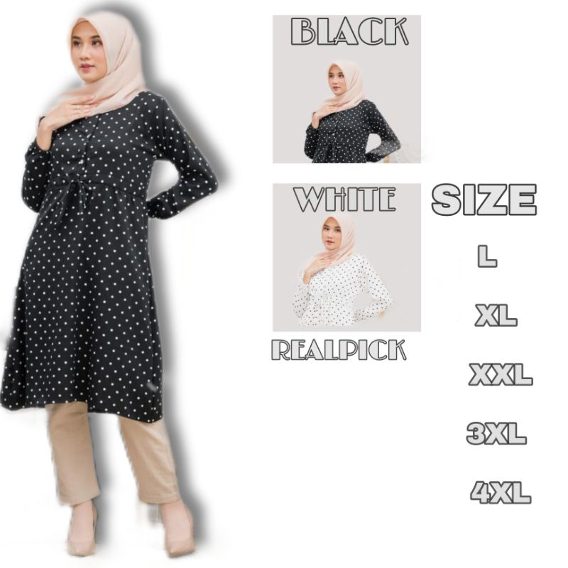 COD Tunik Wanita Jumbo Hanna Tunik Ukuran L XL XXL 3XL 4XL LD 130 140 Tunik Kekinian 2021