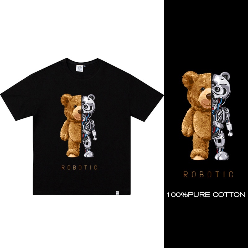 [S.T] Cotton Printed Teddy Bear Robotic Atasan Kaos Sablon 2586 (S-XXXL)