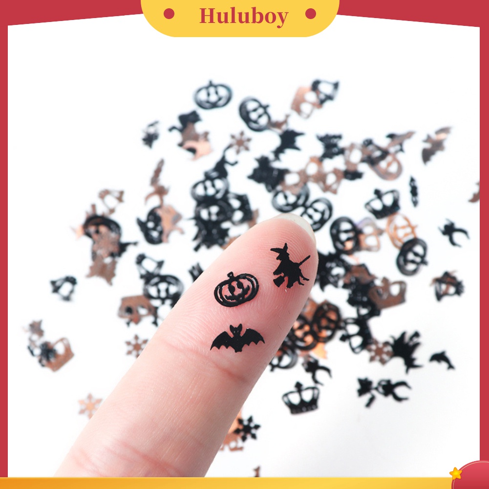 Huluboy Huluboy♡ 120pcs Stiker Kuku 3D Bentuk Labu Kelelawar Halloween Bahan Alloy