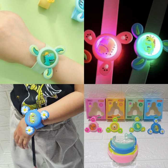 Gelang Bentuk Jam Tangan Bayi Clip Anti Nyamuk Anak Karakter kartun Lucu Anti Air Jam SPINNER +LED