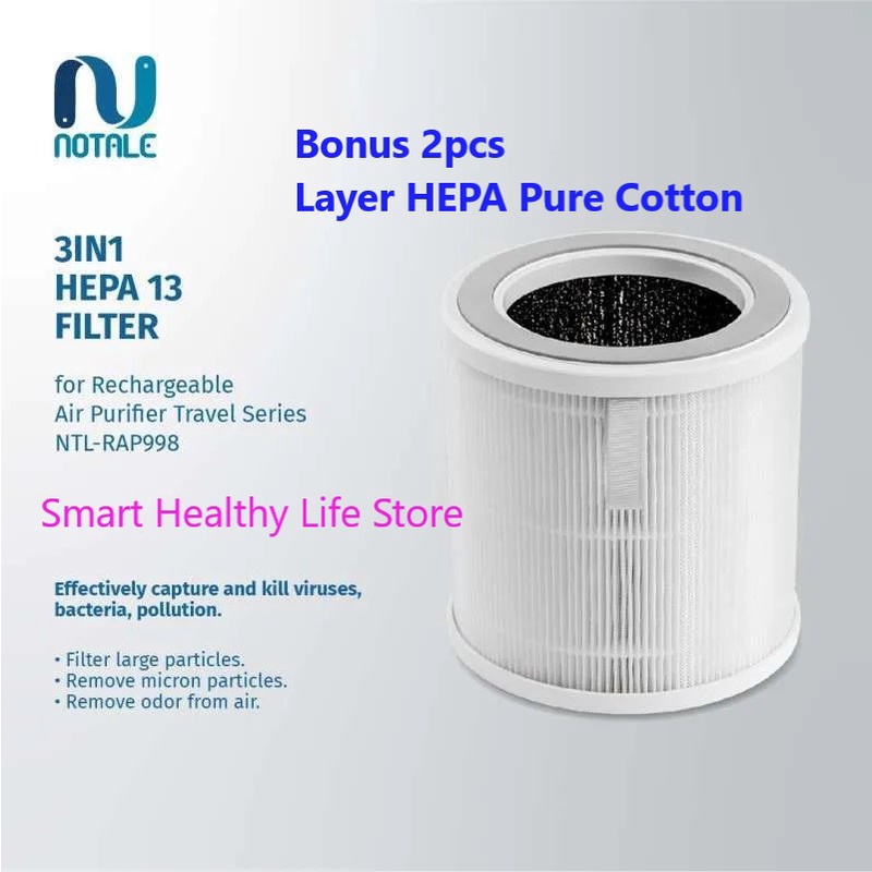 Notale Replacement HEPA H13 Filter Pengganti Air Purifier Travel Series Bonus Layer