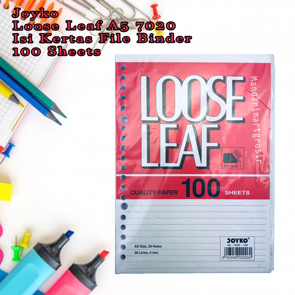 Loose Leaf A5 7020 *Joyko * Isi Kertas File Binder * 100 Sheets