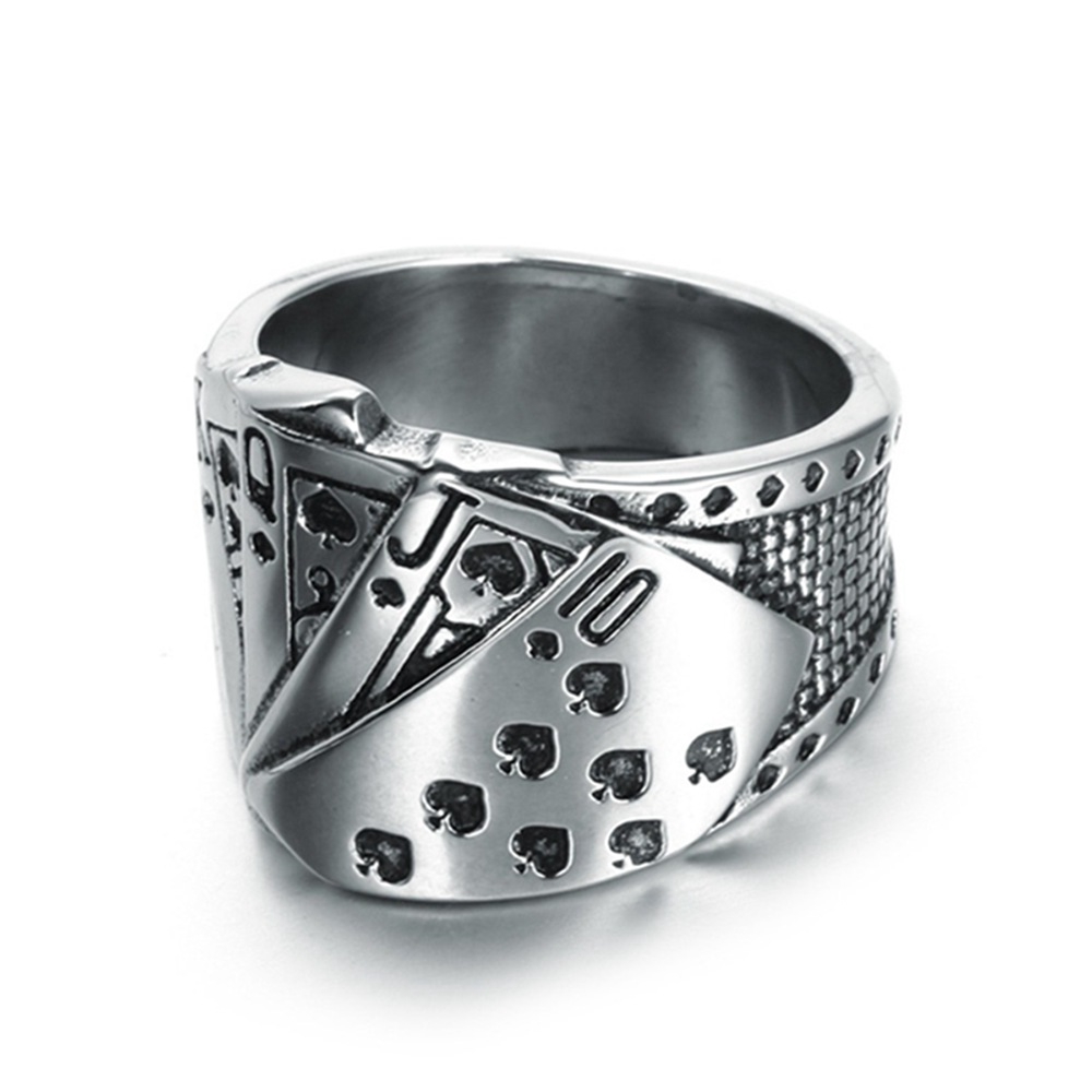 Men's Fashion Ideas Poker Royal Flush Design Alloy No. 7-14 Ring