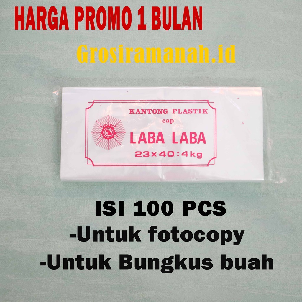 plastik fotocopy buah sayur tic tac 23X40cm isi 200lbr