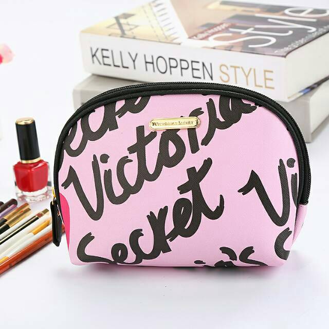 POUCH makeup Tas kosmetik semicircle Victoria's Secret original logo Vs