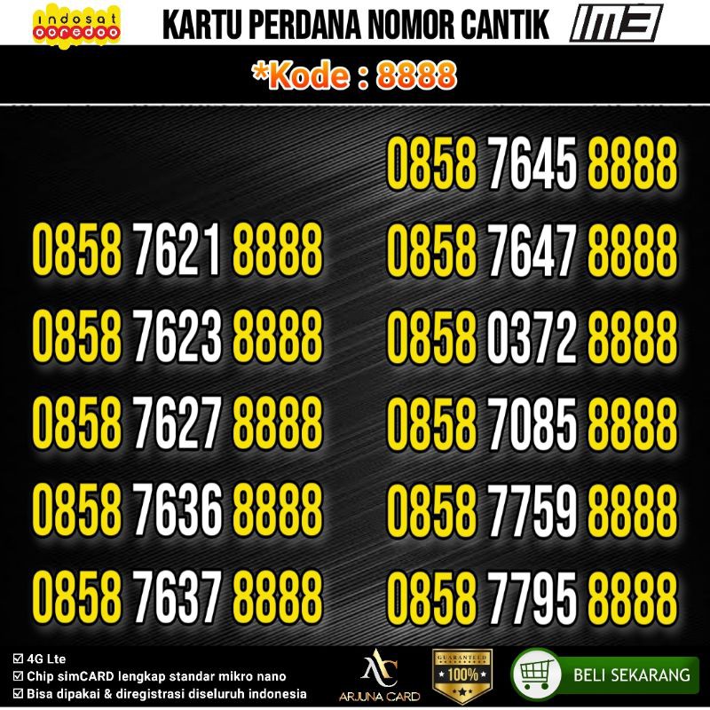 Nomor Cantik indosat im3 8888