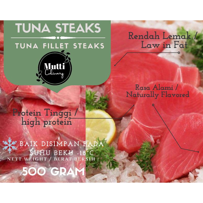 Ikan Tuna Fillet Steak Seafood Frozen Merah Segar Surabaya 500 gr
