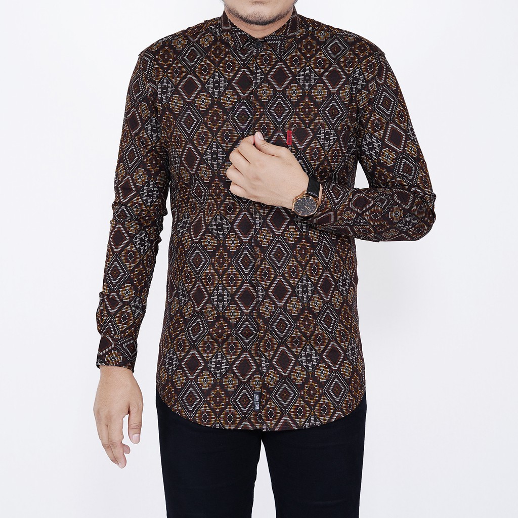 [READY BIG SIZE] Babedo Kemeja Batik Pria Slim Fit Motif Diamond Premium Lengan Panjang