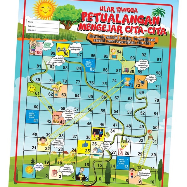 Gambar Ular Tangga Edukasi  Gambar Mewarnai Kumpulan 