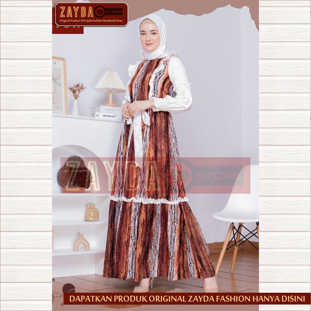 Gamis Remaja Terbaru Gamis Zayda Fashion Gamis Wanita Katun Original ZG82 Brown