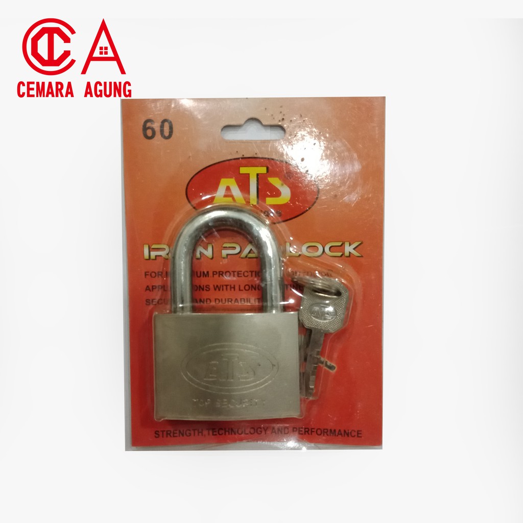 Kunci Gembok Pintu / Pagar ATS 60mm Leher Pendek