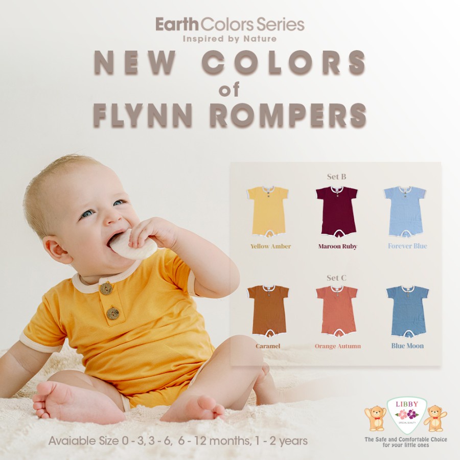 (ECER) Libby FLYNN ROMPER Earth Colors / Romper Bayi Anak Series Earth Colors UNISEX