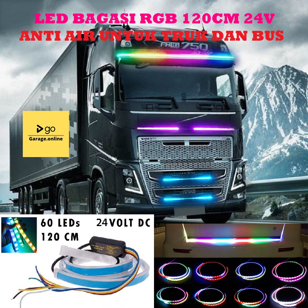 LAMPU LED BAGASI RGB 120CM ANTI AIR 24V TRUK DAN BUS 60 LED RGB STRIP MODUL RUNNING SEIN REM STOP GRADE A+