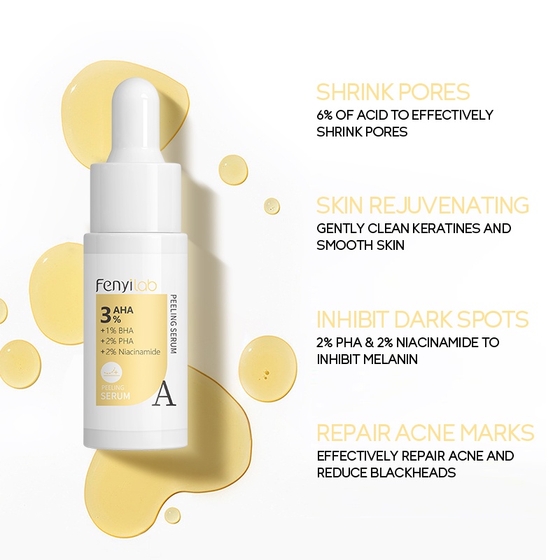 Fenyi Lab Peeling Serum 3% AHA BHA Niacinamide Essence Menghilangkan Jerawat Mengecilkan Pori-pori 17ml