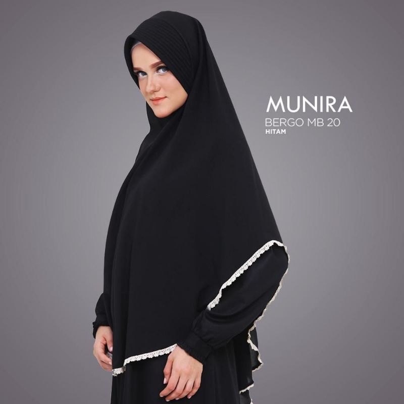 Munira Bergo MB 20 Bahan megumi pet busa aksen renda keliling bergo syari rumahan bergo daily jilbab