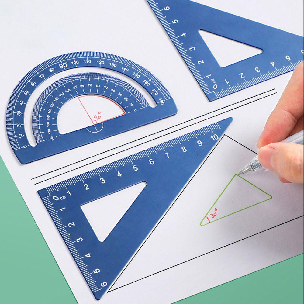 LANFY Alat Menggambar Matematika Busur Derajat Set Penggaris Gelombang Alat Tulis Siswa Penggaris Segitiga Perlengkapan Sekolah Lukisan Multi-Fungsi Set Lengkap