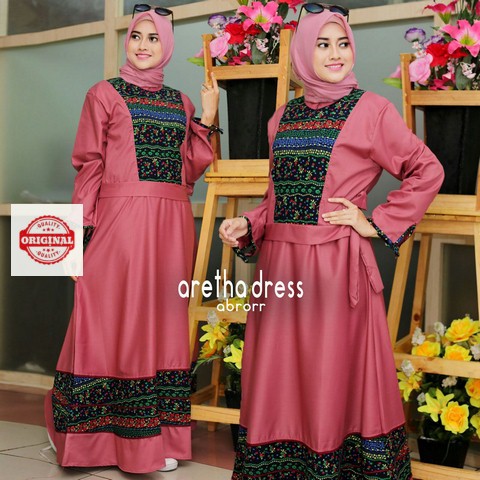 Maxi Dress Muslimah Etnik Kombinasi Cantik Aretha Dress by Abrorr
