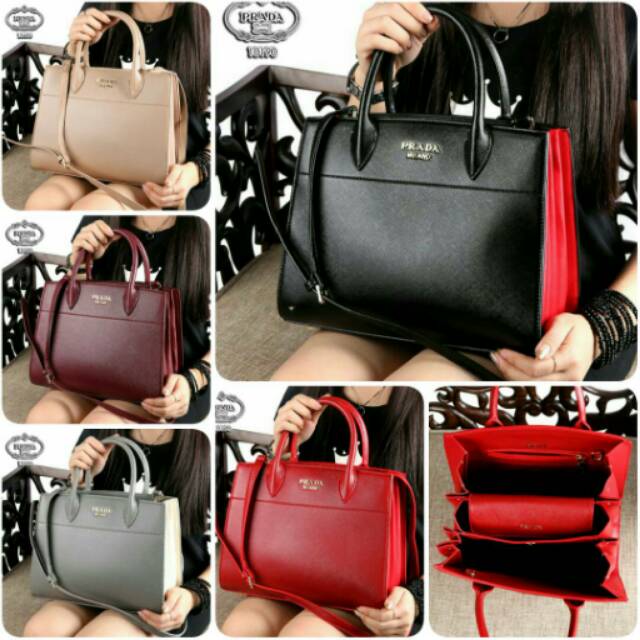 Prada Bibliotheque Textured Tote Bag Like Ori 10190