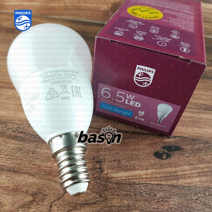 PHILIPS LED Bulb E14 6.5W 220V P50 550lumen - 3000K atau 6500K