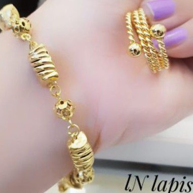 Xuping Set Gelang dan Cincin Lapis 24K Terlaris 621