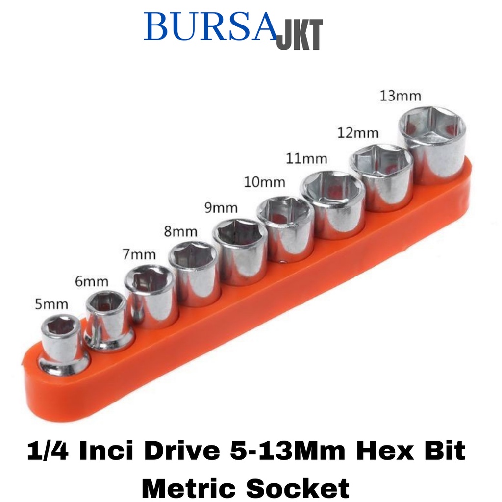 KUNCI SOCK SOCKET 1/4 MINI SET ISI 9 5 - 13 MM