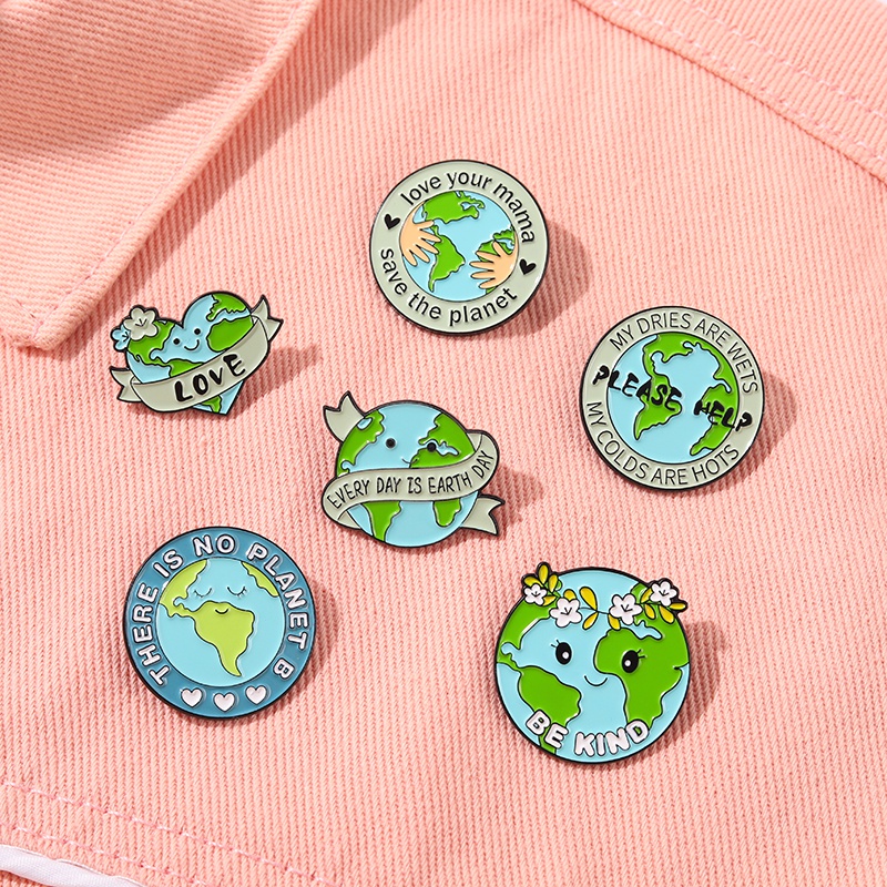 Please Help Earth Enamel Pin Custom Be Kind Hug Earth No Planet B Brooches Lapel Pin Badge Environment Jewelry Gifts For Kids