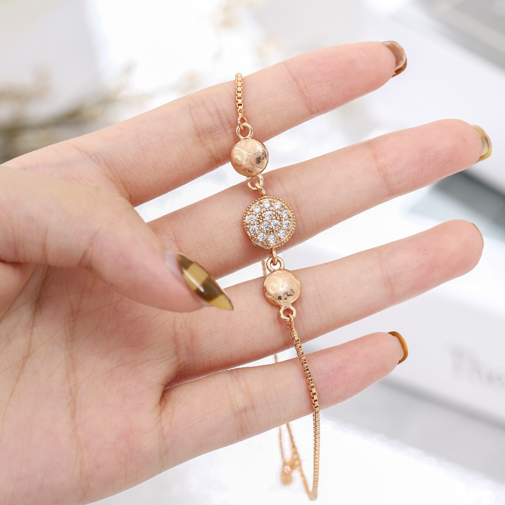 COD gelang wanita titanium anti karat serut cantik liontin berlian aksesoris fashion gelang perhiasan emas D386