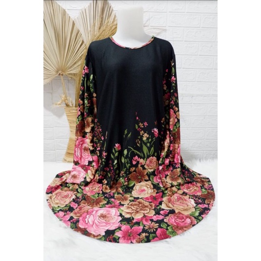Baju ibu murah tunik jumbo motif bunga cantik bahan Korea import / Bisa Cod