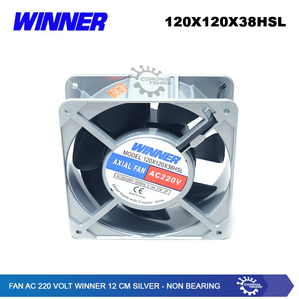 Winner - Fan AC 220 Volt 12 cm Silver - Non Bearing
