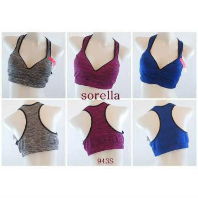 [DIJUAL SATUAN] SET BRA DAN BAJU OLAH RAGA WIREFREE SPORT BRA TANPA KAWAT SORELLA 943 DAN FELANCY 25