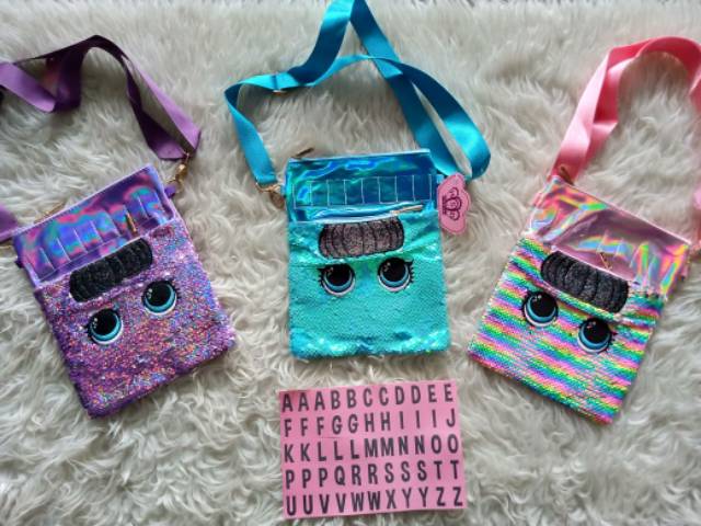 Tas Selempang Sequin Tab / Tas Selempang Anak Sequin Unicorn / Sequin Customise Name