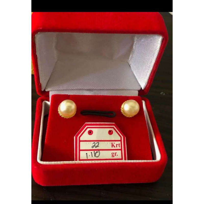 giwang dewik emas mutiara air laut grade AAA gold