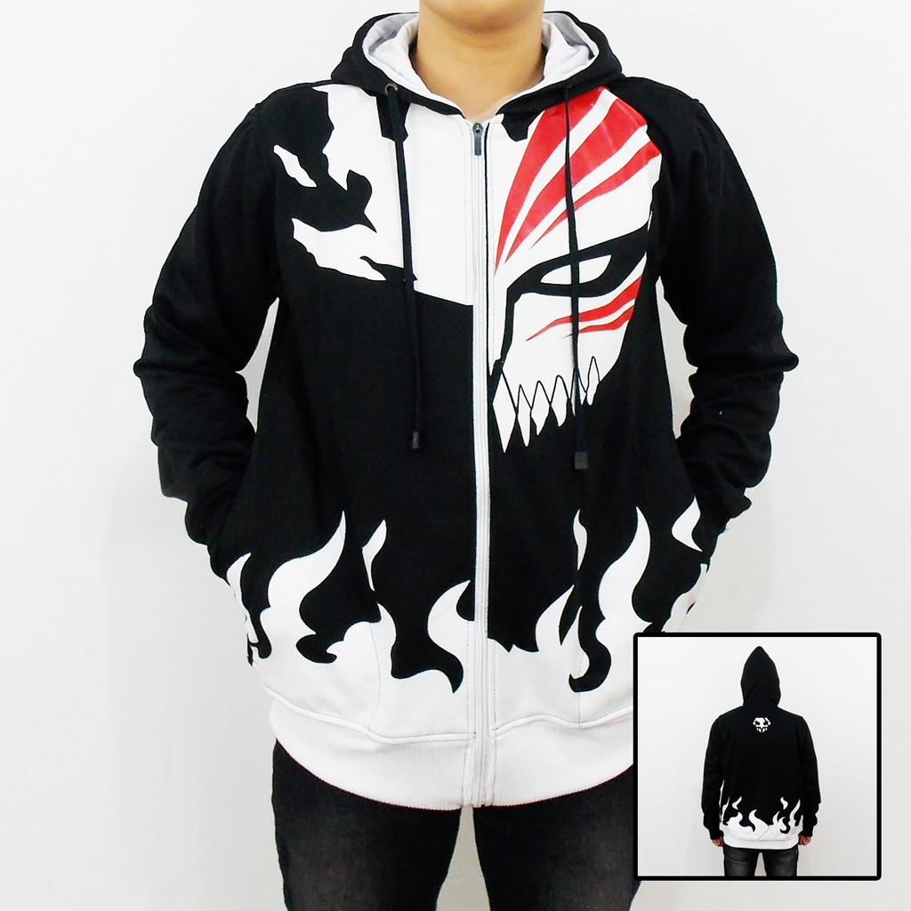 JAKET BLEACH - JAKET ANIME BLEACH ICHIGO KUROSAKI HOLLOW HITAM - JAKET COSPLAY ANIME - SWEATER PRIA