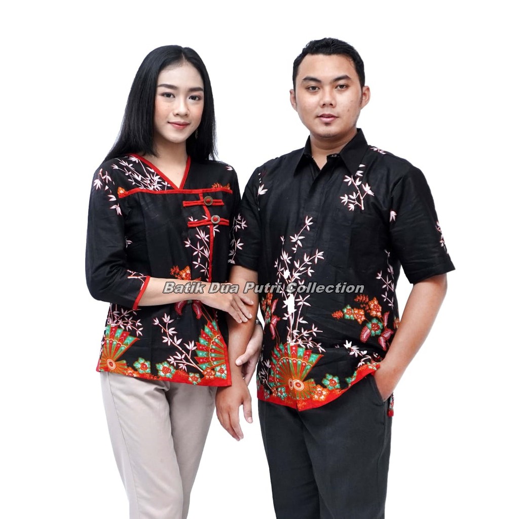 Couple Batik Blouse Wanita Kemeja Pria Kipas Ratu Kipas By Batik Dua Putri