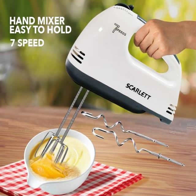 Scarlett Mixer Tangan Listrik 7 Speed Kecepatan Hand Mixer Pengocok Adonan Kue Telur