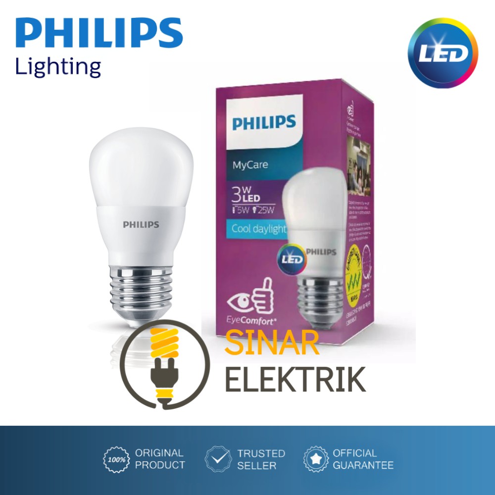 Lampu LED Philips MyCare 3 Watt Putih - Bohlam LED 3W W Wat 3Watt Murah Original Garansi