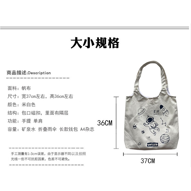 TC-83 tas kanvas canvas wanita import shoulder bag bahu korea jepang astronot