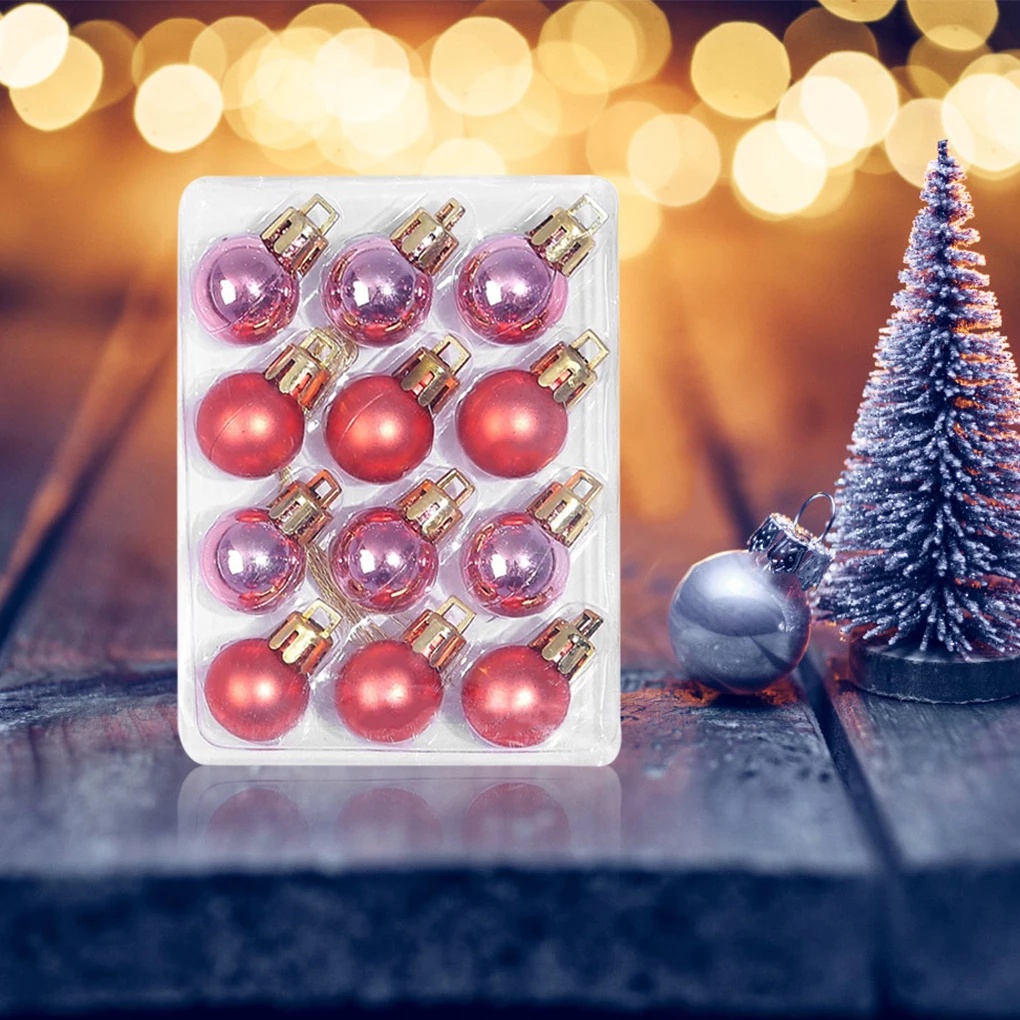 [Christmas Products]12Pcs/Set 2cm Gold Red Green Purple Blue Plastic Christmas Balls Decor