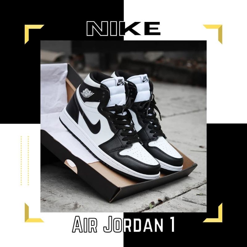 Sepatu Sneakers Nike Air Jordan 1 Retro High Black White