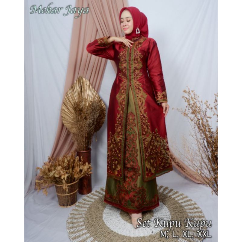 Stelan Tunik tafeta| Set Rok Tunik Kebaya Busui Frendly| Set Kebaya Kondangan| Set Rok Kupu - Kupu| Setelan Tunik Rok Kebaya| Kebaya Mewah| Setelan Kebaya Pesta Mewah| Set Tunik Melayu