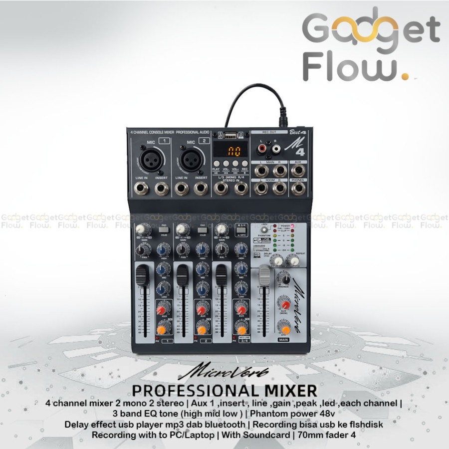 Mixer Audio Microverb Best 4 Best4 Soundcard Recording Interface