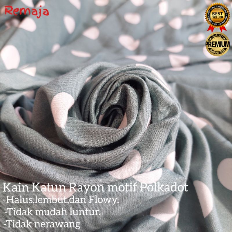Kain Katun Rayon Motif Polkadot (Besar) Premium Quality Lbr 150Cm
